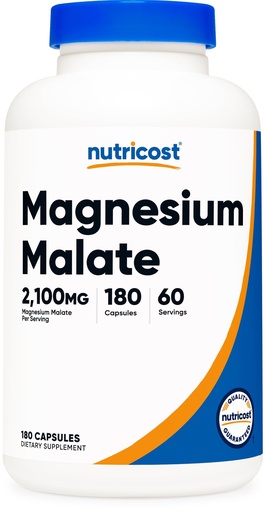 [BRSW2AICPJ6WE3IU] Nutricost Magnesium Malate 2,100mg, 180 Capsules - Vegetarian, Non-GMO, Gluten Free