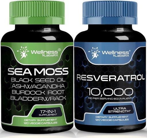 [BRSRAAYFBMBRYGT3] WELLNESS LABSRX Resveratrol Capsules with Sea Moss Capsules