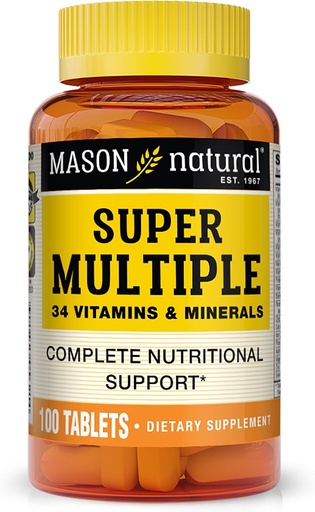[BRSWIZL4BIAWM3L2] MASON NATURAL Super Multiple 34 Vitamines et Minéraux - Soutien nutritionnel complet, tout en une multivitamine, soutient la santé globale, 100 comprimés