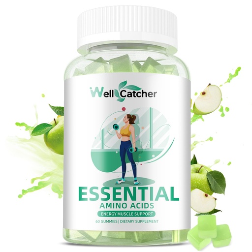 [BRSRAEABPMCRO2Y3] EAA Gummies Essential Amino Acids - All 9 Essential Aminos and All Branched-Chain Aminos (BCAAs) with Muscle Recovery, Energy Support Sugar Free Green Apple Flavor 30 Servings
