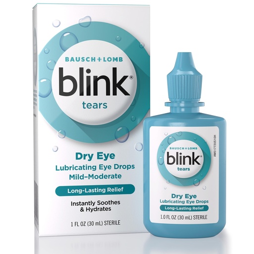 [BRSWIY34BMBW23YV] BLINK Tears Lubricating Eye Drops, Moisturizing & Soothing for Mild to Moderate Dry Eyes, with Hyaluronate, Reduces Discomfort, Long-Lasting Hydration, Soothes & Moisturizes, 1 Fl Oz