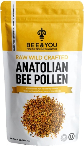 [BRSRMCA5AENQKCAY] Bee and You Bee Pollen Rakeet, 16oz (1lb) Bag, 100% puhdas, luonnollinen täydentää, antioksidantteja, proteiinit, vitamiinit, aminohapot, aikuisille, naiset, miehet