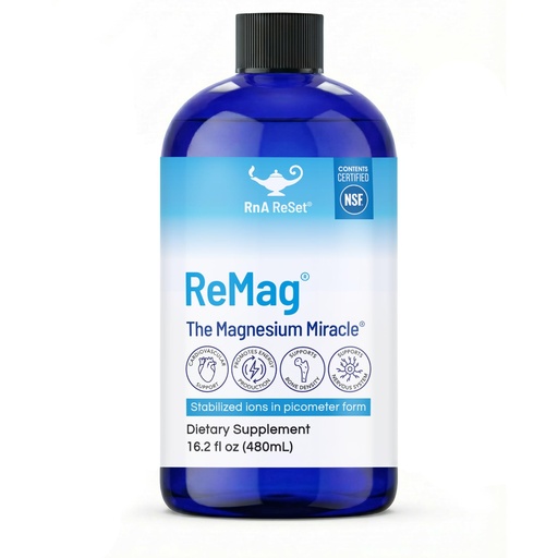 [BRSWKH3YPJYW2F3G] RnA ReSet ReMag – Pico-Ionic Liquid Magnesium for High Absorption, 16.2 Fl Oz (1-Pack) NSF Certified, Supports Restful Sleep - Nerve Health - Muscle Relaxation - Cardiovascular Health