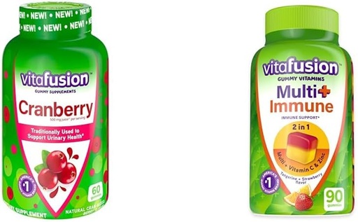 [BRSRAYYYCIBWCHYV] Vitafusion Cranberry Gummies for Women 500mg and Multi+ Immune Support Gummies with Vitamin C Zinc Daily Multivitamins 90 Count