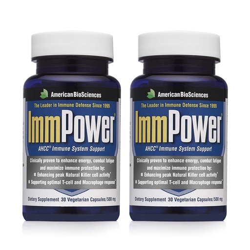 [BRSWIBT7DIEAKD3U] American BioSciences ImmPower | Enhanced Immune Support, Natural Killer Cell Activity & Cytokine Production | 30 Vegetarian Capsules, 500mg of AHCC per Capsule (2 Pack)