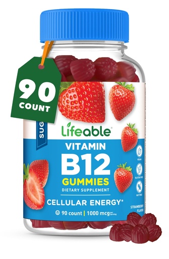 [BRSW2AALAB5WM3A6] Lifeable Sugar Free Vitamin B12 Gummies | 1000 mcg | Great Tasting B12 Vitamins Gummies | Energy, Mood, and Metabolism Support | B 12 Vitamin Gummies for Men, Women, Adults | 90 Gummies