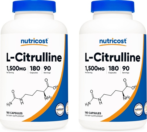 [BRSWKGQYCUNRK3LU] Nutricost L-Citrulline 750mg, 180 Capsules (2 Bottles)