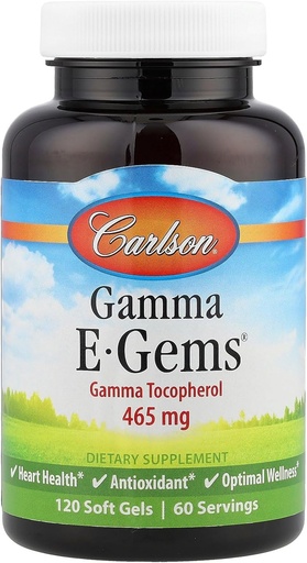 [BRSWIYILOAMWAHT6] Carlson Labs Gamma E-Gems, Gamma Tocopherol, 465 mg, 120 Softgels