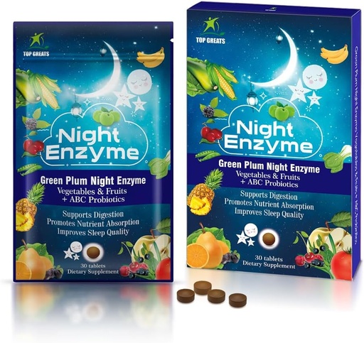 [BRSW2YA7OYJROGQU] Night Enzyme, Daily Multi Digestive Enzymes, Green Plum Fruit and Vegetables with Probiotics, Relief Bloating, Better Sleep Quality, for Men and Women, Promote Digestive Health- 30 Tablets