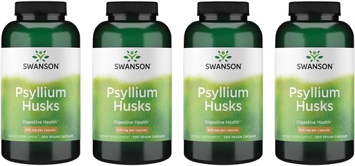 [BRSWGFD3CIHBGDI2] Swanson Psyllium Husk Dietary Fiber Supplement 610 mg 300 Capsules - (4 Pack)
