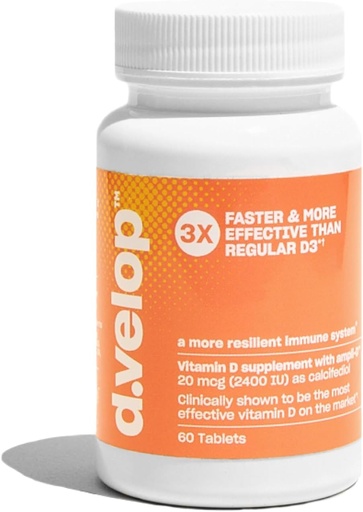 [BRSW2ZL6BUBBGYAV] d.Velop Vitamin D Supplements 2400 IU, 20 mcg – High Potency Vitamin D3 for Immune Support, Bone & Heart Health – 3X Faster & More Effective - Clinically Tested - Vitamin D Pills, 60 Count