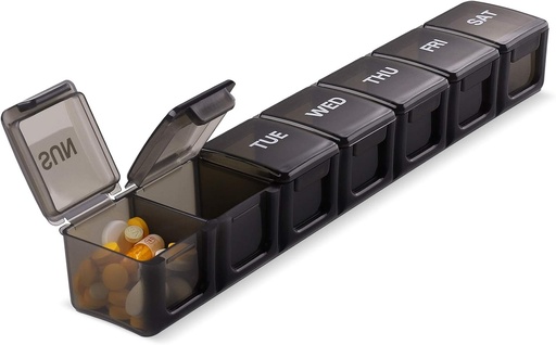 [BRSWYH32CQCBQG3Z] Pill Organizer XL extra nagy heti és napi pill esetek pirula / vitamin / halolaj / kiegészítők (fekete)