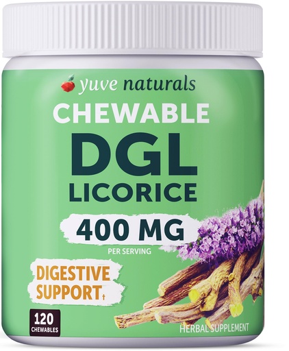 [BRSROFILDMNBU2DV] Chewable Ultra-Pure DGL Licorice Tablets 4000 mg - Stomach, Gut & Intestinal Relief - Natural Acid Reflux Formula - 10:1 Deglycyrrhizinated Licorice Root Extract - 120 Chewables