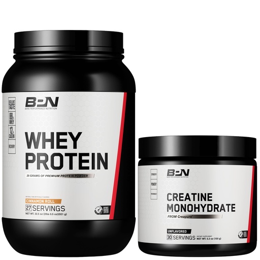 [BRSRAZA2AQHQ42YV] BARE PERFORMANCE NUTRITION BPN Whey Cinnamon Roll Protein + Creatine Bundle