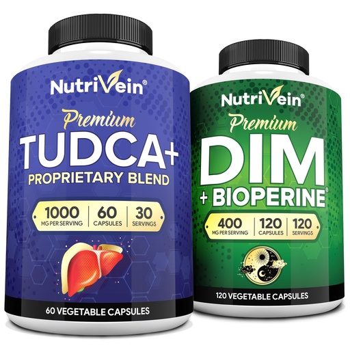 [BRSRABATBUOQE3TX] Nutrivein Premium TUDCA and DIM Supplement Bundle: High-Absorption TUDCA Supplement and DIM for Detox, Balance, and Well-Being