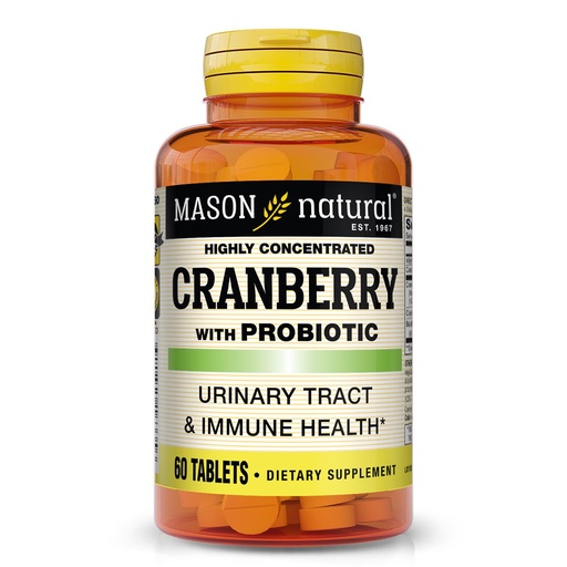 [BRSWIZAEA4IREYA7] MASON NATURAL Cranberry with Probiotic, 2 Month Supply, Highly Concentrated, Supports Normal Immune Health & Urinary System, 60 Tablets