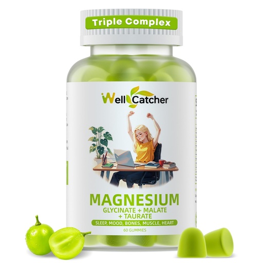 [BRSRAGQNOJYWECD4] Triple Magnesium Complex Gummies for Women Men: Magnesium Glycinate Malate Taurate Supplements Support Sleep Mood Balanced Bones Muscle Health with CoQ10 Vta D3 Calcium, Sugar Free Vegan 30 Days