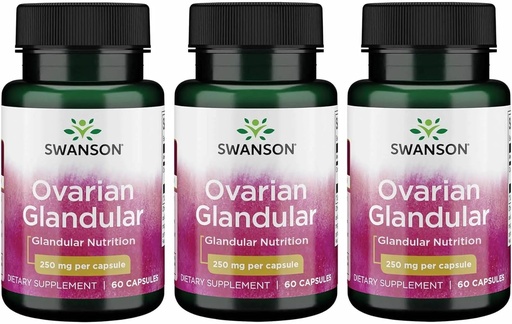[BRSWGZIDOIFRG233] Swanson Ovarian Glandular - Natural Supplement Promoting Women's Glandular Health & Balance Support - Sourced from Premium Bovine Tissue to Support Wellness - (60 Capsules, 250mg Each) (3 Pack)