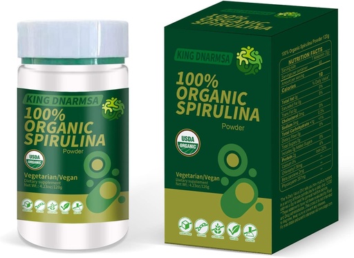 [BRSW2ZQYDIFGKALO] Certifierad 100% Organic Spirulina Powder 4.23oz / 120g Rich i Rich i Beta-Carotene (Vitamin A) och B-12 med naturligt Occurring GLA,Vega Non-GMO-Superfood Supplement