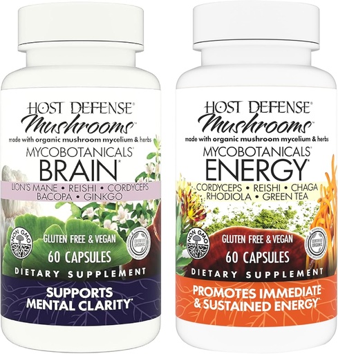 [BRSRA23RCRYQAF3K] Bundle Host Defense dengan MycoBotanicals Brain * Capsules, 60 Count & MycoBotanicals Energy * Capsules, 60 Count - Dukung Memory & Focus - Dukung Energi Terlarang *