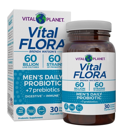 [BRSRMCAHOZ4GEG3K] Vital Planet - Vital Flora Men’s Daily Probiotic, 60 Billion CFU, 60 Diverse Strains, 7 Organic Prebiotics, Immune Support, Gas Relief, Colon and Digestive Health Probiotics for Men 30 Capsules