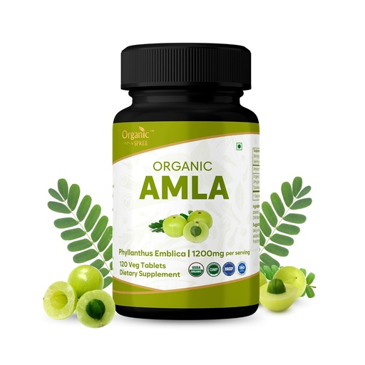 [BRSRAEIKOJ7QGELX] ORGANIC SPREE Amla 120 Tablets - Rich in Vitamin C, Supports Immunity, Hair & Skin Wellness* - Indian Gooseberry (Phyllanthus emblica) - 60 Days Supply - USDA Organic, GMP, HACCP Certified