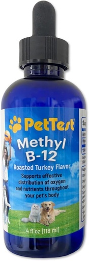 [BRSRMZL4B56Q2AIV] PetTest Methyl B12 Vitamin Liquid Drops 4fl oz (5000 MCG) Supplement with Methylcobalamin for Diabetic Pets, Maximum Absorption to Increase Energy for Dogs and Cats