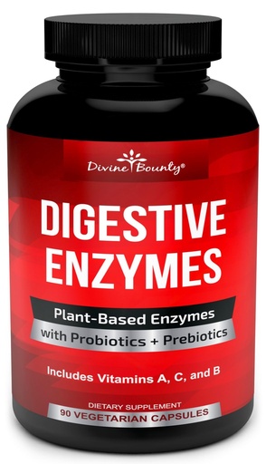 [BRSWGZAEA4IWE3IV] Divine Bounty Digestive Enzymes with Probiotics & Prebiotics with Lipase, Amylase, Bromelain - Support a Healthy Digestive Tract for Men and Women – 90 Vegetarian Capsules