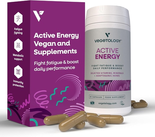 [BRSWGCYROYJWKGQU] Active Energy Supplements – Fatigue-Fighting C & B Vitamin Supplements – Vitamin Supplement w/Folate, Iron & Adaptogenic Herbs – Caffeine-Free Multivitamin Capsules (60 Counts)