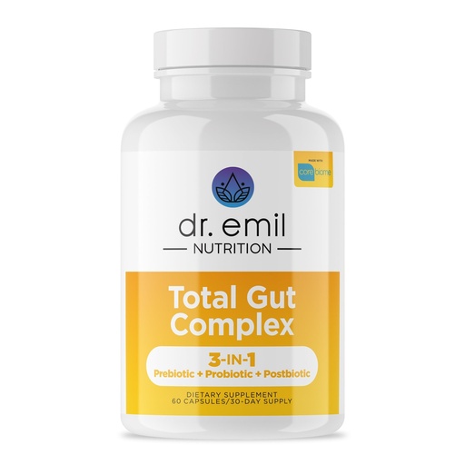 [BRSW2FI6PIHAEF3B] DR. EMIL NUTRITION Women & Men Total Gut Health Complex | Prebiotic + Probiotic + Postbiotic Gut Health Supplements | Probiotics Digestive Health & Gut Health | 60 Capsules