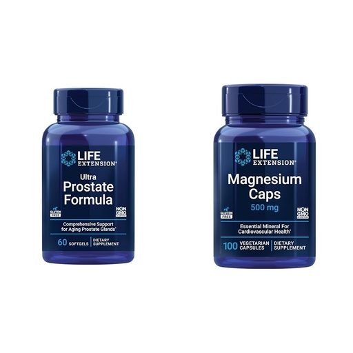 [BRSROAIKCQDW2CL7] Life Extension Ultra Prostate Formula & Magnesium Caps, 500 mg, Magnesium Oxide, Citrate, Succinate, Heart Health, Healthy Bones, Metabolism Support, 100 Vegetarian Capsules