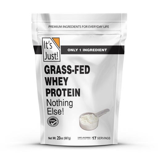 [BRSRMBQOBABQGAL4] It's Just! - 100% Whey Protein Concentrate, Grass-Fed Pasture Raised, Made in Australia, RBST/rBGH Hormone Free, Premium WPC-80, No Added Flavors (Grass-Fed Unflavored, 1.25 Pound)