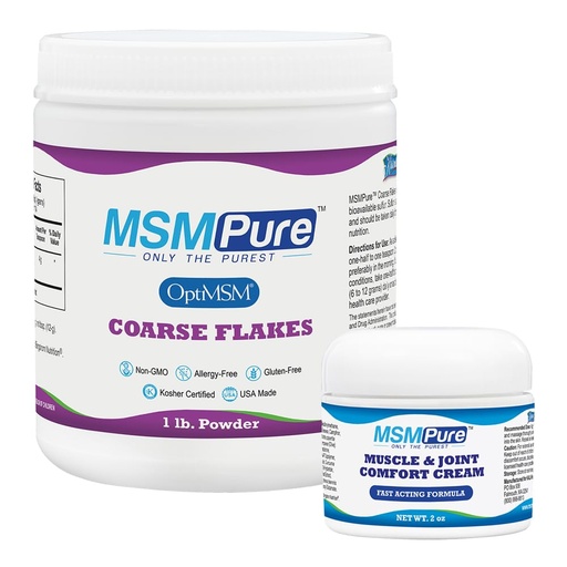 [BRSRMBQCAABGODQZ] KALA HEALTH MSMPure Coarse Flakes 1lb and Muscle & Joint Cream 2oz Bundle