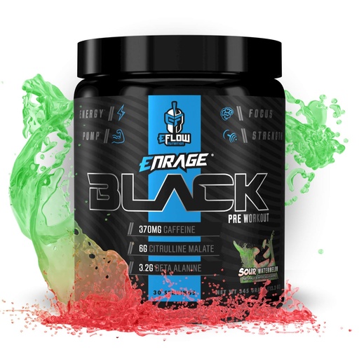 [BRSWYZI6PIPGY3YZ] eFlow Nutrition Enrage Black High Stimulant Pre Workout Supplement - Preworkout Powder to Boost Energy, Pumps and Strength - 4 Flavors (30 Servings) (Sour Watermelon)