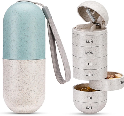 [BRSRAGLYBUOROCQY] Zannaki 2'de 1 Pill Organizer, Fiber Haftalık Pill Case Büyük Karşılaştırmalı Moisture Kanıt,Magnetic Lock,BPA Free Travel Hiking Pill Box 7 Day to Hold Pills,Vitamins,Fish Oil,Supplements