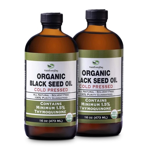 [BRSROFIYAB6AE33P] Organic Black Seed Oil - USDA Certified Cold Pressed Glass Bottle Over 1.5% Thymoquinone 3X strength Turkish Black Cumin Nigella Sativa non-GMO 100% Pure Blackseed Oil (32oz Glass (2X16) Bottle)