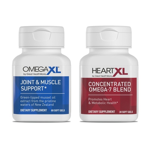 [BRSWGAQOCF6QMGTK] OmegaXL Joint Support Supplement - Natural Muscle Support, Green Lipped Mussel Oil, Soft Gel Pills, Drug-Free, 60 Count + HeartXL 30 Count, High Potency Omega-7 Blend | Natural Joint Support Supplement, Non-GMO, Drug Free, 60 Soft Gels & HeartXL, Concentrated Blend 30 Soft Gels