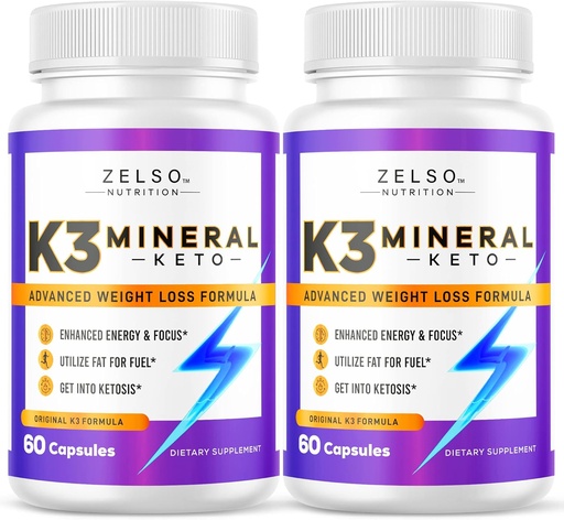 [BRSW2BACPMFAAALA] ZELSO (2 Pack K3 Mineral Weight Loss Pills for Women and Men, K3 Mineral Pills - K3 Salt Mineral, Vitamin + K3 Capsules Supplement for Keto Weight Loss - 2 Months Supply