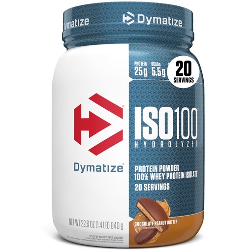 [BRSW2HY3PMDWGHIU] Dymatize ISO100 Whey Protein Powder Isolate, Chocolate Peanut Butter, 25g of Protein, 20 Servings, 5.5g BCAAs, Less Than 120 Cal., Gluten Free, 1g Fat, 1g Sugar, 2g Carb