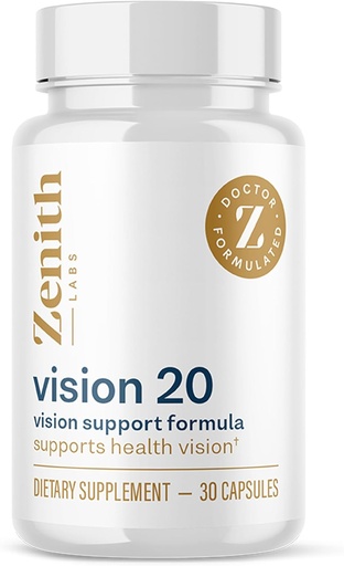 [BRSW2AQ6BZYAYCYU] Zenith Labs Vision 20 Eye Vitamins - Lutein, Zeaxantin és Bilberry kivonat - Supports Eye Strain, and Eye Health - Carotenoid Blend