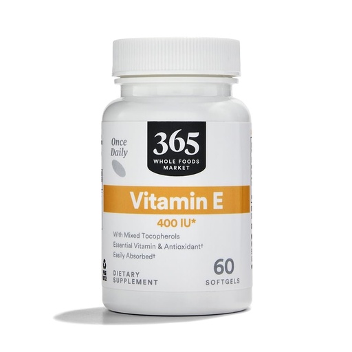 [BRSWGZQRDMDRAYDK] 365 by Whole Foods Market, Vitamin E 400 IU with Mixed Tocopherols, 60 Count