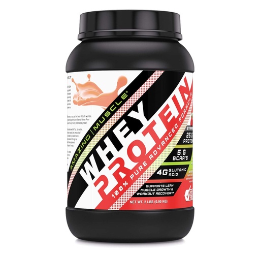 [BRSWECQPOIJRUFDP] Amazing Muscle 100% Whey Protein Powder *Advanced Formula with Whey Protein Isolate as a Primary Ingredient Along with Ultra Filtered Whey Protein Concentrate (Strawberry, 2 lb)