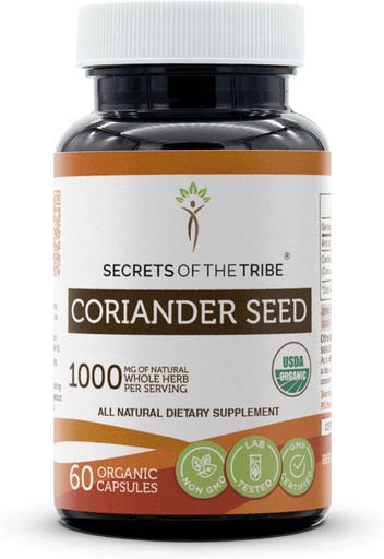 [BRSRMCQTCIMBUE3D] Secrets of the Tribe Coriander Seed USDA Organic 60 Capsules | Made with Vegetarian Capsules and Certified Organic Coriander Dried Seed (60 Capsules)