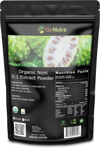 [BRSWIBQMPIDAGH3A] Noni Fruit Powder Organic 5:1 Extract Pure 1lb. (16 oz) Superfood Noni Powder