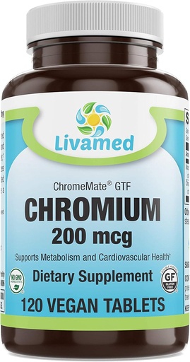 [BRSWYAQNCIAQKCDD] Livamed - Chromium 200 mcg (ChromeMate GTF) Veg Tabs 120 Count