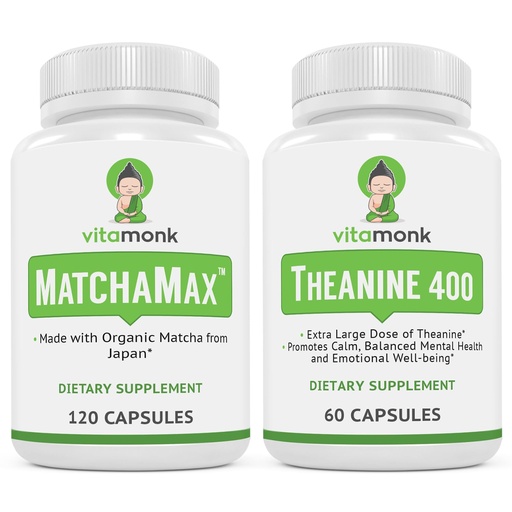 [BRSRAYIBB4JRQYI6] VitaMonk MatchaMax Matcha Capsules & L-Theanine 400mg - Boost Energy and Enhance Focus Bundle