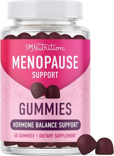 [BRSRMCA5OF5WCHLO] Menopause Support Gummies | Hormone Balance Relief for Hot Flashes, Night Sweats, Mood Swings, & Bloating | with Phytoestrogen Soy, Vitamin D3, PABA, Biotin | Vegetarian, Gluten-Free | 60 Count