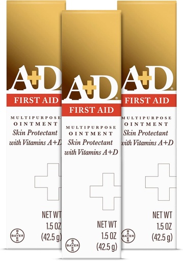 [BRSWYZY7O57WYDTU] A+D First Aid Ointment, Multipurpose Dry Skin Moisturizer and Skin Protectant, 1.5 Oz (Pack of 3)
