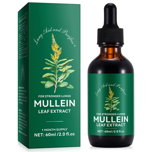 [BRSRAFLQOJYBODL6] Mullein Drops for Lungs 2 Fl Oz - Mullein Leaf Extract for Lungs with Chlorophyll - Natural Herbal Supplement for Lung Cleanse, Respiratory Support, Boosts Immunity, Digestive Wellness