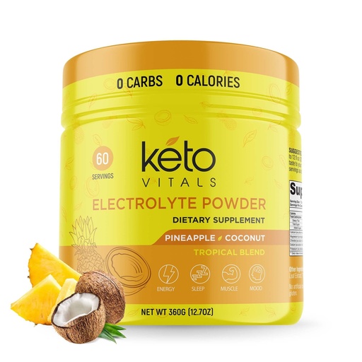 [BRSWYCADDN5AKDIZ] Keto Vitals Electrolytes Powder - Sugar Free Keto Electrolytes Powder with Potassium, Magnesium, Sodium, & Calcium - No Sugar Electrolyte Drink Mix & Hydration Powder, 60 Servings, Pineapple Coconut